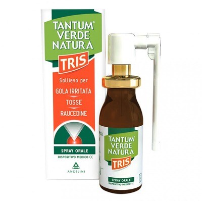 Tantum Verde Natura Tris Spray Orale - Sollievo per Gola Irritata - Tosse - Raucedine - Flacone 15ml