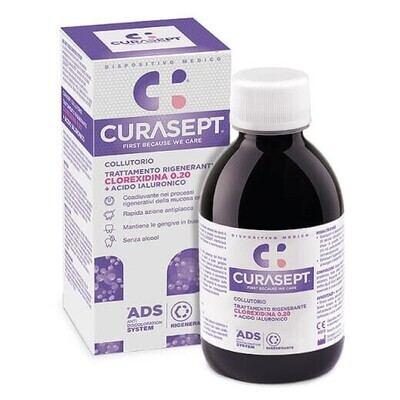 Curasept Colluttorio - 0,20 Clorexidina + Acido Ialuronico - Trattamento Rigenerante - Ads+Dna - 200ml