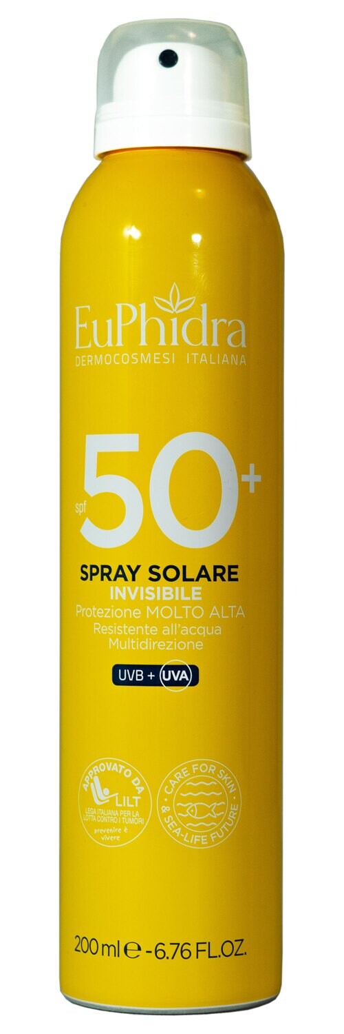 Euphidra Spray Solare Corpo Invisibile - Fattore Di Protezione 50+ - Protezione Molto Alta - 200ml