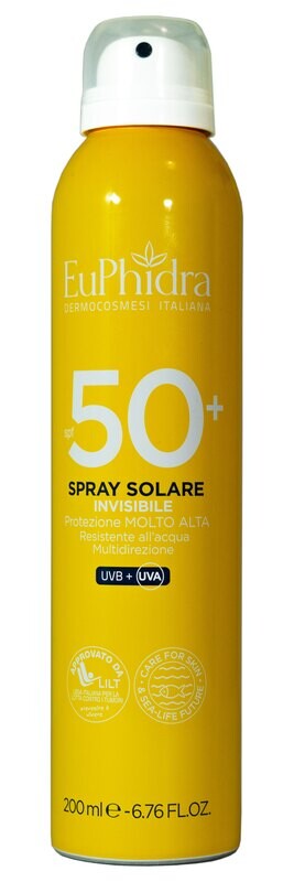 Euphidra Spray Solare Corpo Invisibile - Fattore Di Protezione 50+ - Protezione Molto Alta - 200ml