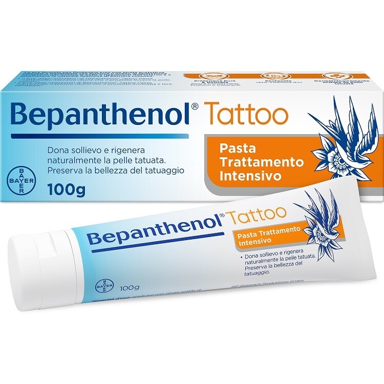 Bepanthenol Tattoo Pasta - Dona Sollievo e Rigenera Naturalmente la Pelle Tatuata - Tubo 100 g