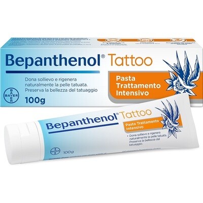 Bepanthenol Tattoo Pasta - Dona Sollievo e Rigenera Naturalmente la Pelle Tatuata - Tubo 100 g