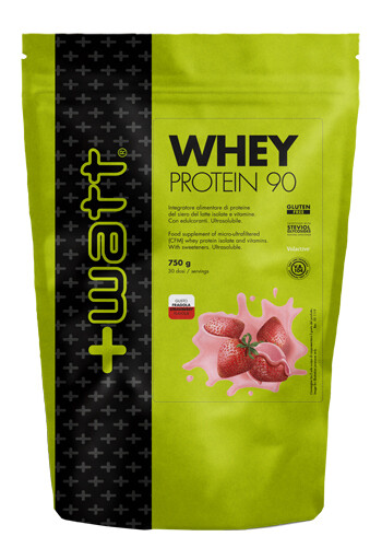 Whey Protein 90 - Aroma Fragola - Proteine in Polvere - Doypack 750g - +Watt