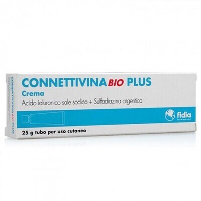 Connettivina Bio Plus Crema a base di Acido ialuronico sale sodico + sulfadiazina d&#39;argento per il trattamento di lesioni cutanee - Tubo 25g