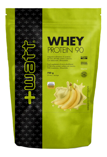 Whey Protein 90 - Aroma Banana - Proteine in Polvere - Doypack 750g - +Watt
