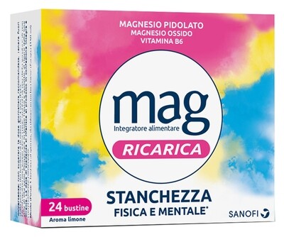 Mag Ricarica 24 Ore - Stanchezza Fisica e Mentale - 24 Buste - Aroma Limone