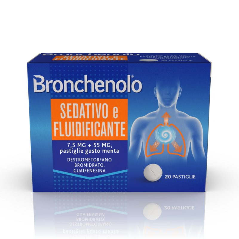 Bronchenolo Sedativo e Fluidificante Pastiglie - Gusto Menta - Confezione 20 pastiglie