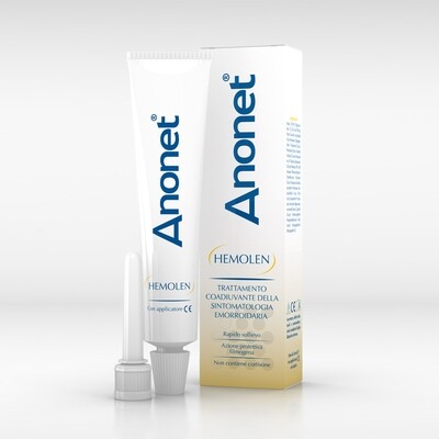 Hemolen Anonet Crema - Trattamento Coadiuvante della Sintomatologia Emorroidaria - Tubo da 30ml + apllicatore