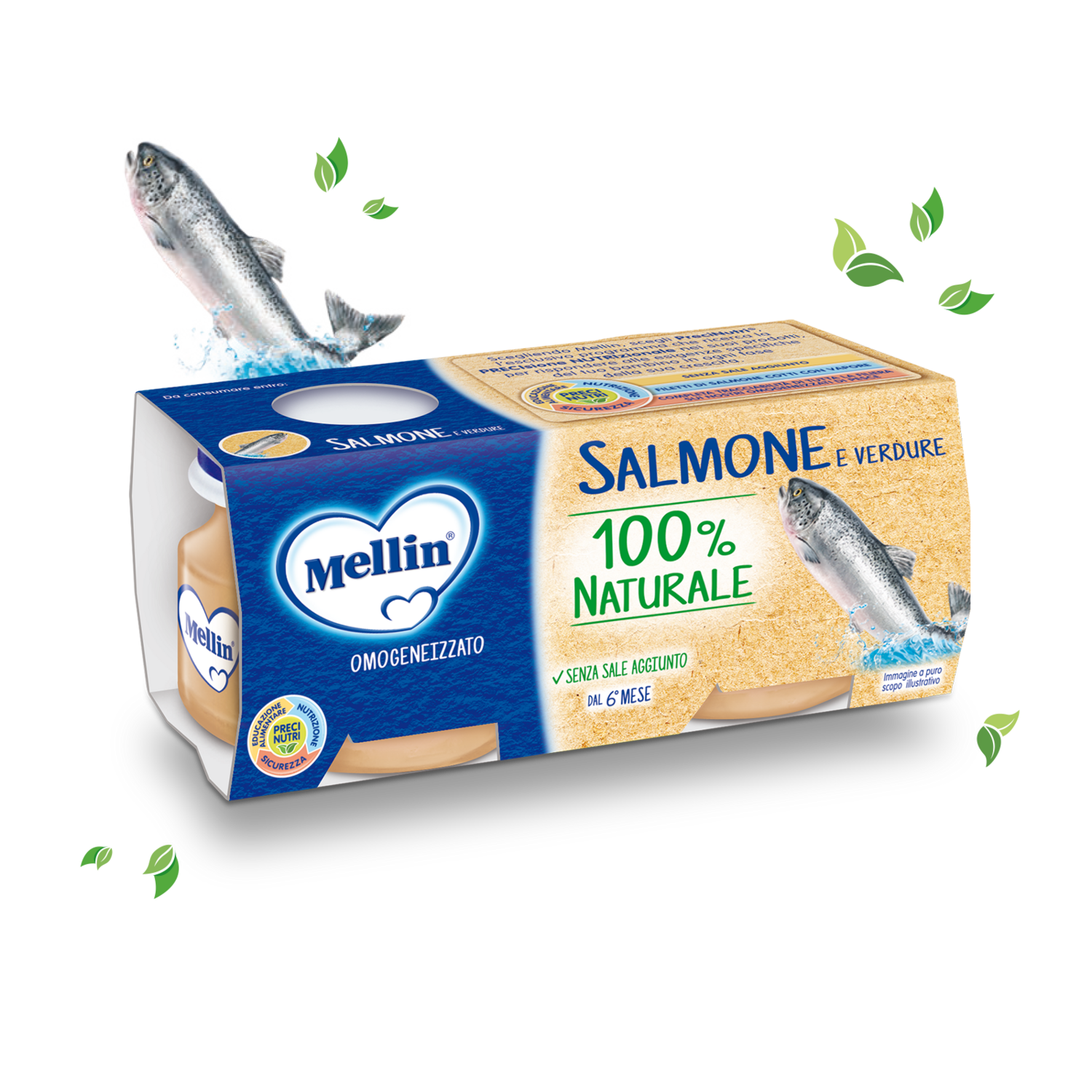 Mellin Omogeneizzato Salmone - 4 Vasetti 80g