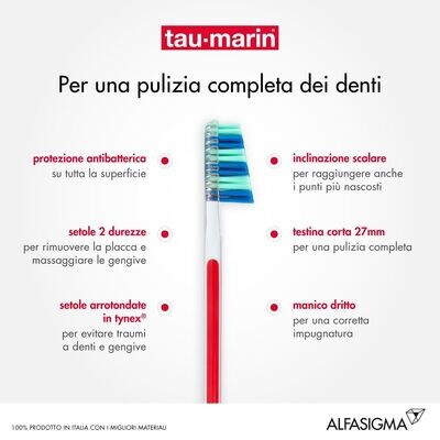 Tau Marin Professional Spazzolino - 27mm Testina Corta - Setole Dure - 1 Spazzolino