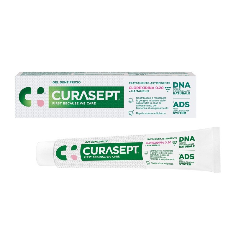 Curasept Gel Dentifricio - 0,20 Clorexidina + Hamamelis - Trattamento Astringente - Ads+Dna - 75ml