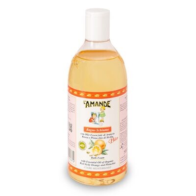 Aromatique Bagno Schiuma con Olio Essenziale Arancia Rossa e Pistacchio - L&#39;Amande - Flacone 500 ml