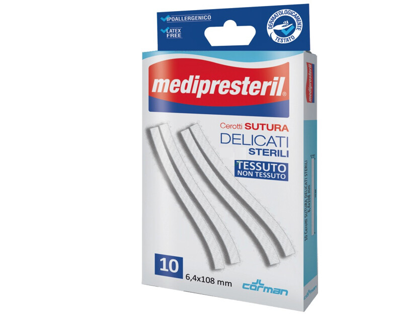 Cerotti Sutura Delicati Sterili Medipresteril 6.4x108mm - Confezione 10 pz