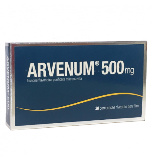 Arvenum 500 mg - Sintomi Attribuibili ad Insufficienza Venosa - Scatola 30 Compresse Rivestite