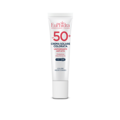Euphidra Crema Solare Viso Colorata Medio-Chiaro - Fattore Di Protezione 50+ - Protezione Molto Alta - 30ml