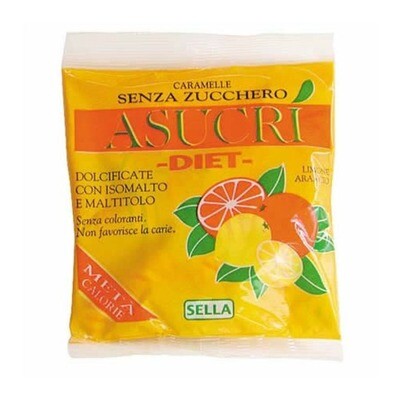 Asucri Caramelle alla Frutta senza Zucchero - Arancia e Limone - Sella - Sacchetto 40 g