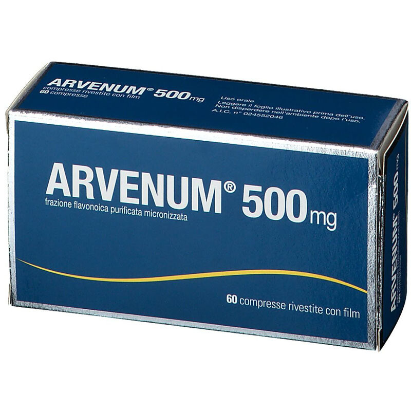 Arvenum 500 mg - Sintomi Attribuibili ad Insufficienza Venosa - Scatola 60 Compresse Rivestite