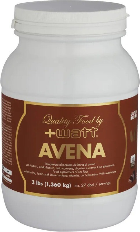 Avena - Quality Food +Watt - Integratore Alimentare di Farina di Avena Gusto Cacao - Barattolo 1.36 kg