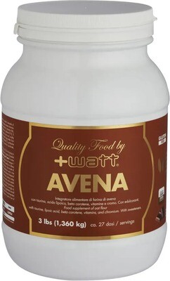 Avena - Quality Food +Watt - Integratore Alimentare di Farina di Avena Gusto Cacao - Barattolo 1.36 kg