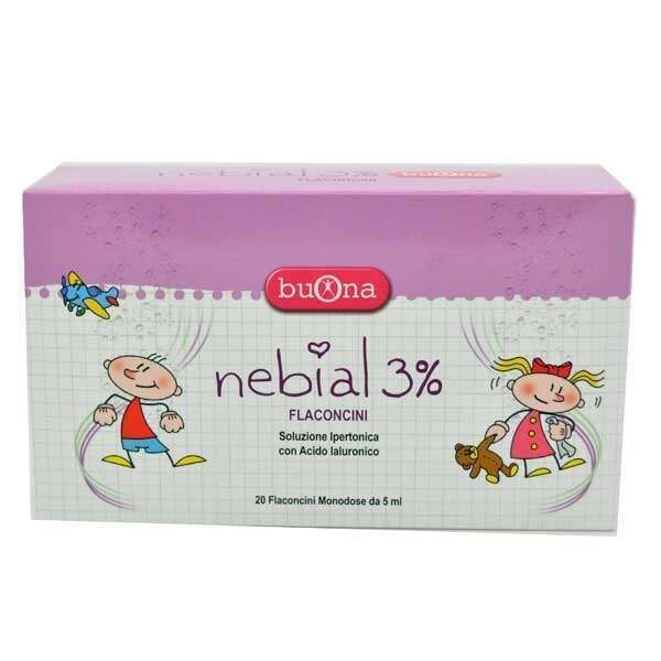 Nebial 3% Flaconcini - Soluzione Ipertonica con Acido Ialuronico - 20 Flaconcini 5ml