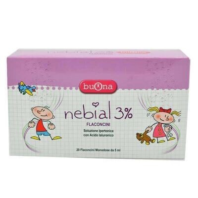 Nebial 3% Flaconcini - Soluzione Ipertonica con Acido Ialuronico - 20 Flaconcini 5ml
