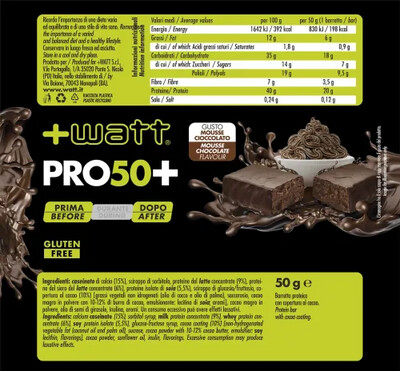 Pro50+ Mousse Cioccolato - Barretta 50g - +Watt