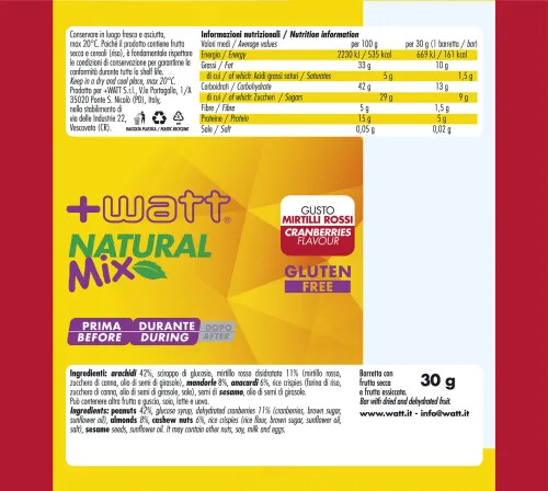 Natural Mix Barretta Energetica Mirtilli Rossi 30g