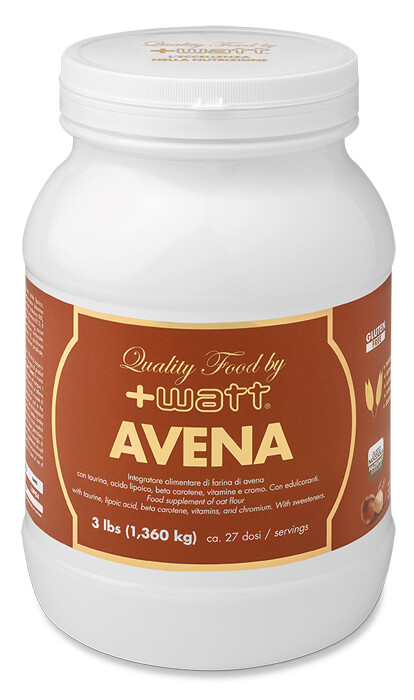 Avena - Quality Food +Watt - Integratore Alimentare di Farina di Avena Gusto Nocciola - Barattolo 1.36 kg