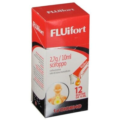 Fluifort Sciroppo 2,7g/10ml - Carbocisteina - 12 Buste Monodose da 10ml