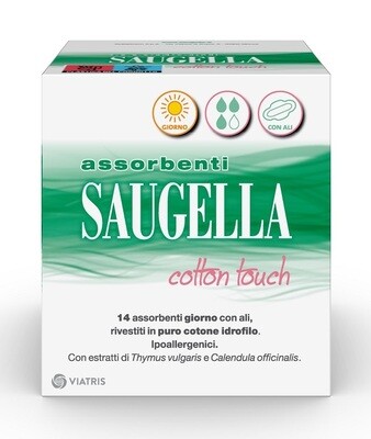 Saugella Assorbenti Giorno con Ali in Puro Cotone Idrofilo - 14 Assorbenti