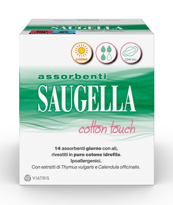 Saugella Assorbenti Giorno con Ali in Puro Cotone Idrofilo - 14 Assorbenti