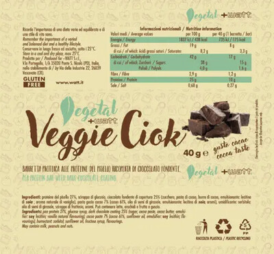 Veggie Ciok Barretta Cacao 40g - +Watt