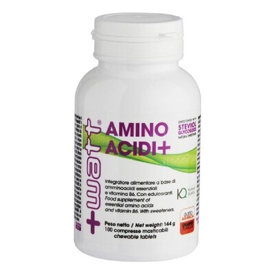 Aminoacidi+ - Aminoacidi Essenziali - 100 Compresse Masticabili - Gusto Arancia - +Watt