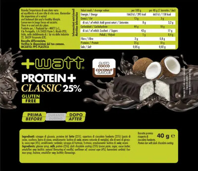 Protein + Classic 25% - Barretta Proteica - Gusto Cocco - 40 g
