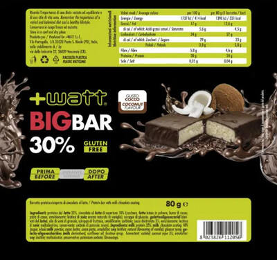 The Big Bar Cocco Barretta 80g - +Watt