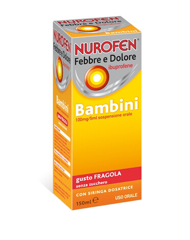 Nurofen Febbre E Dolore Bambini Sciroppo 100 mg/5ml - Gusto Fragola - 150ml