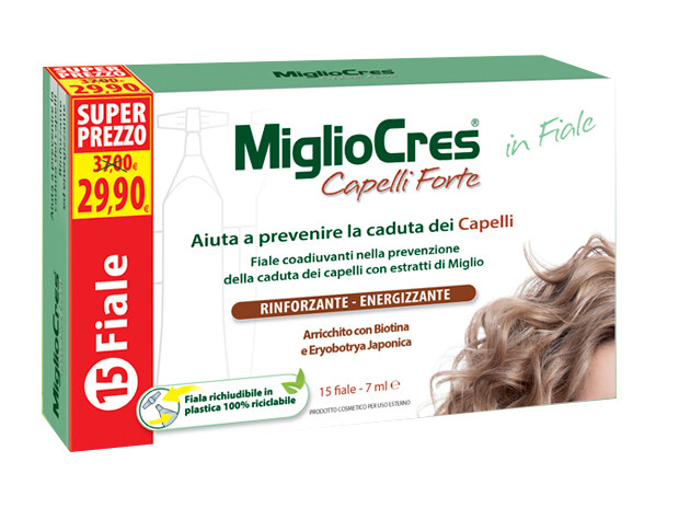 MiglioCres Capelli Forte Fiale - Aiuta A Prevenire La Caduta Dei Capelli - Rinforzante - Energizzante - 15 Fiale