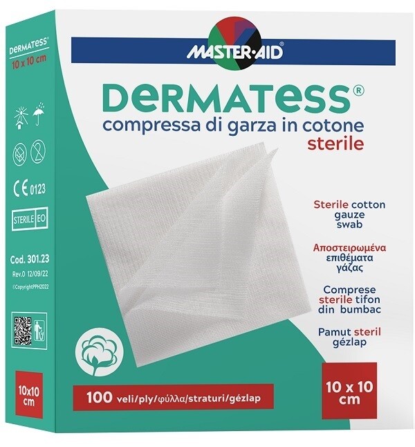 Dermatess Compressa Di Garza In Cotone Sterile 10X10 cm - 100 Veli
