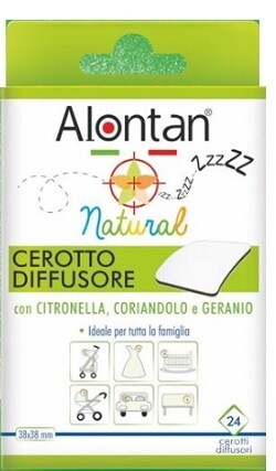 Alontan Natural Cerotto Diffusore Anti Zanzare - Con Citronella Coriandolo E Geranio - 24 Cerotti