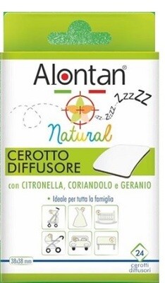 Alontan Natural Cerotto Diffusore Anti Zanzare - Con Citronella Coriandolo E Geranio - 24 Cerotti