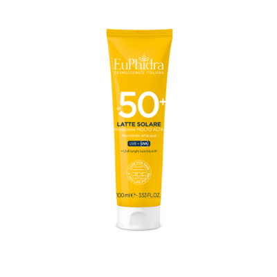 Euphidra Latte Solare 50+ - Protezione Molto Alta - Formato Da Viaggio - 100 ml