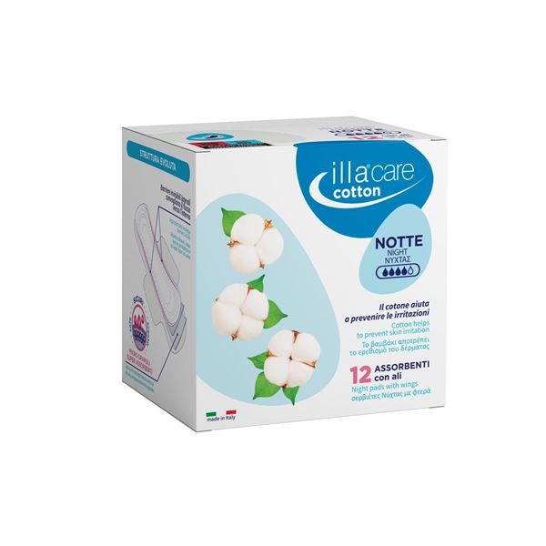 Illa Care Assorbente Notte - 100% Cotone - 12 Assorbenti
