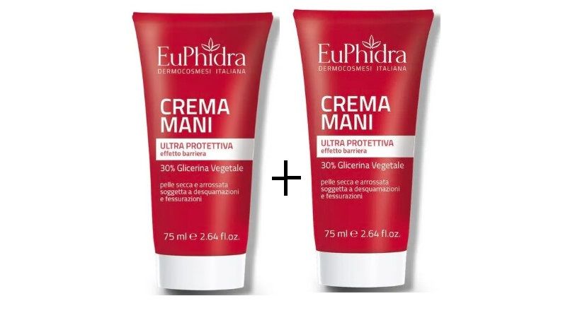 Euphidra Crema Mani Ultra Protettiva Effetto Barriera - 2 Tubi Da 75 ml