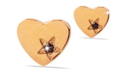 Medical Jewels 305 Cuore Oro Rosa Con Zircone Nero