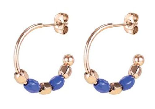 Medical Jewels 406 Orecchino Cerchio Oro Rosa Con Pietre Blu
