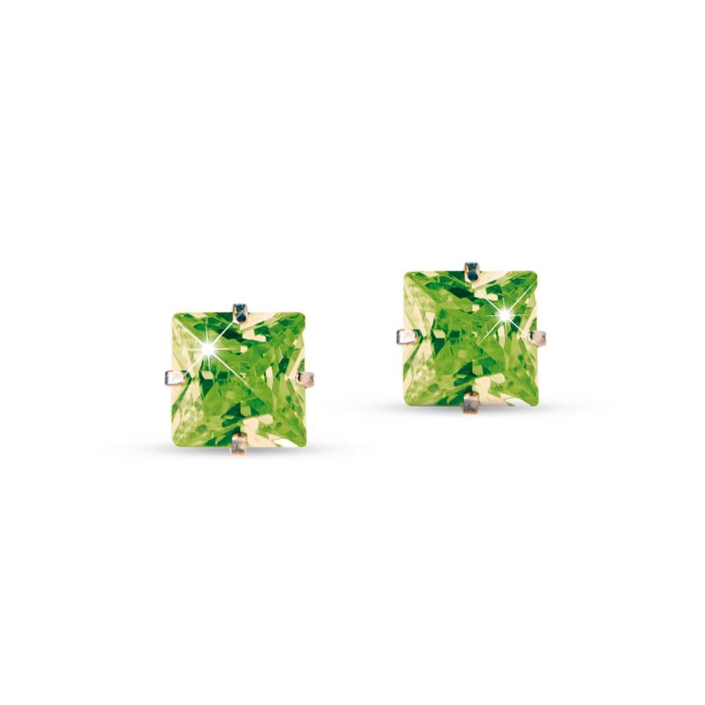 Medical Jewels 398 Orecchino Punto Luce Quadrato Verde