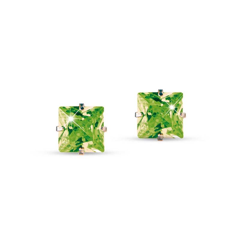 Medical Jewels 398 Orecchino Punto Luce Quadrato Verde