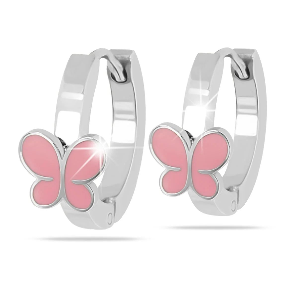 Medical Jewels 438 ORECCHINO Cerchio Farfalla Rosa