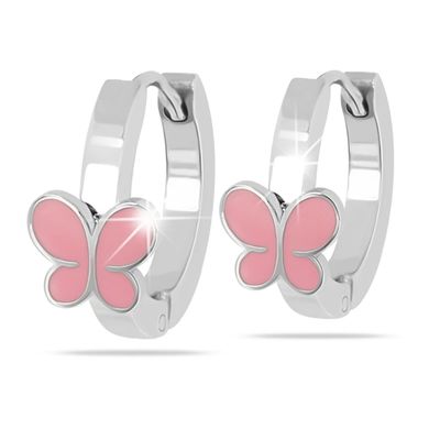 Medical Jewels 438 ORECCHINO Cerchio Farfalla Rosa