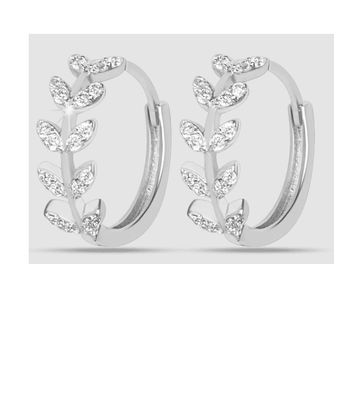 MEDICAL JEWELS POST 466 ORECCHINO CERCHIO CON FOGLIE ARGENTO